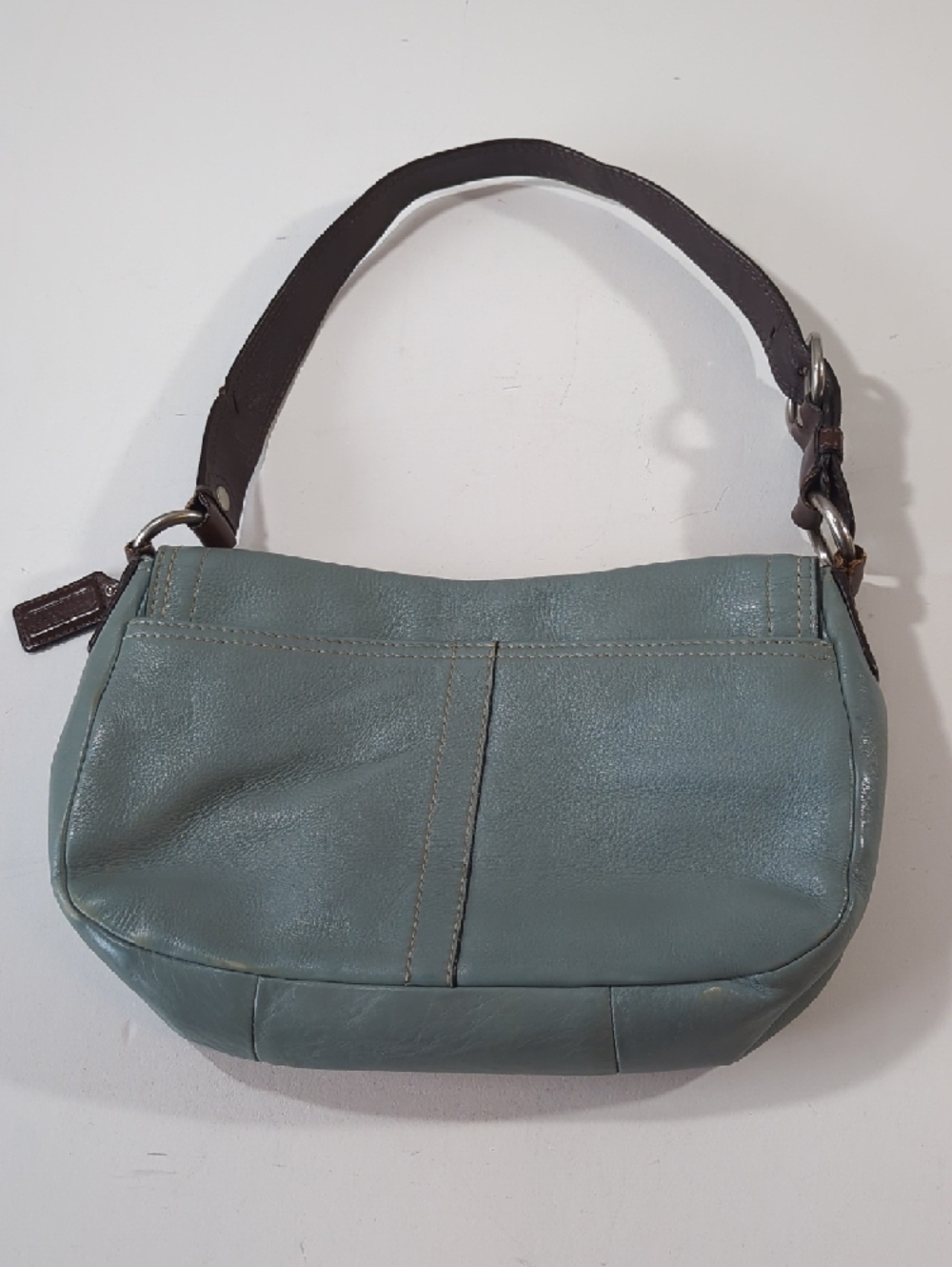 Coach F12336 Chelsea Collection 2010 Shoulder Bag Leather Light Blue Brown Strap - Picture 6 of 13